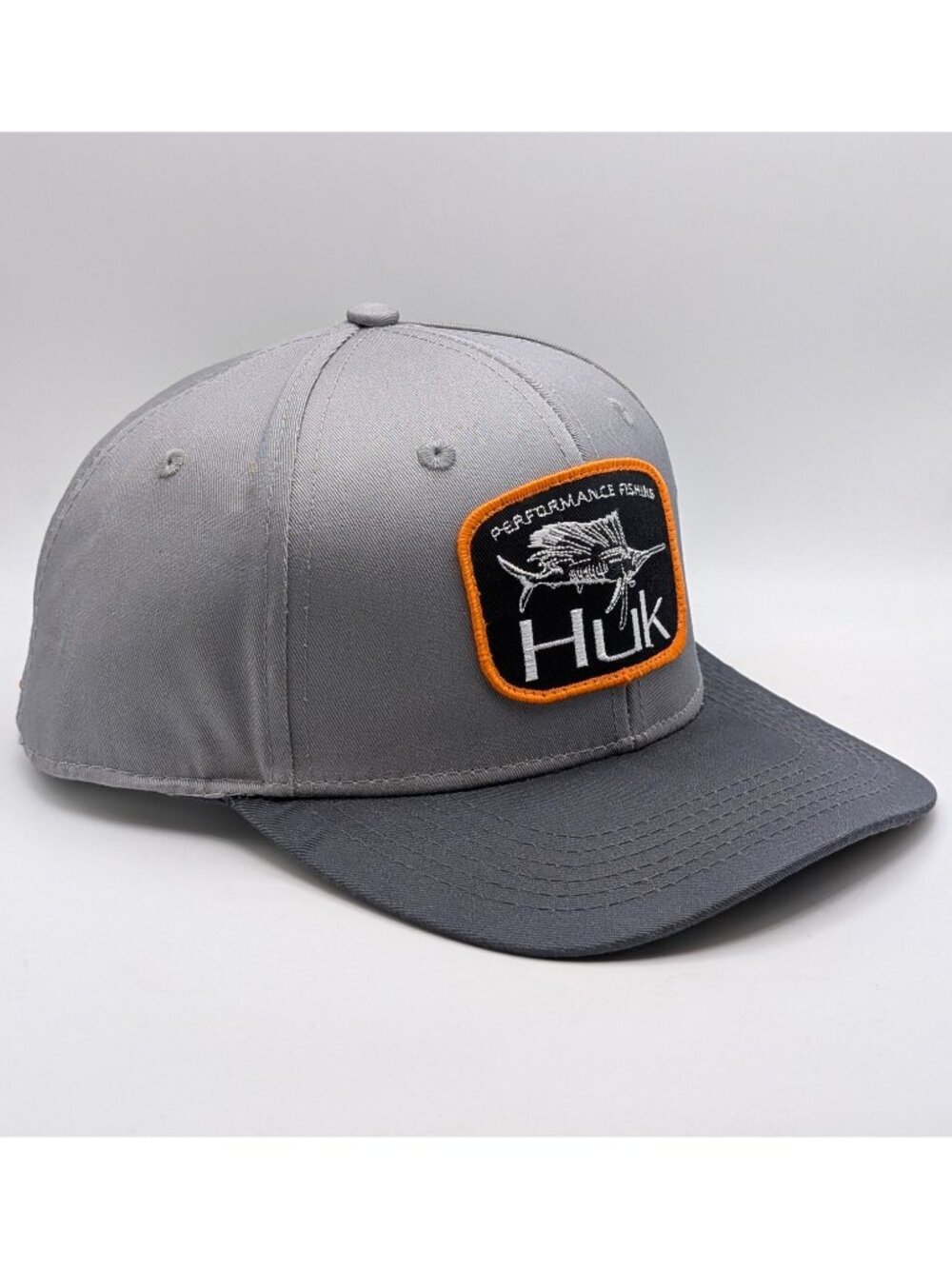 Huk Performance Fishing Hat Cap Snapback Patch Outdoor Gray Sailing Drift Unisex
